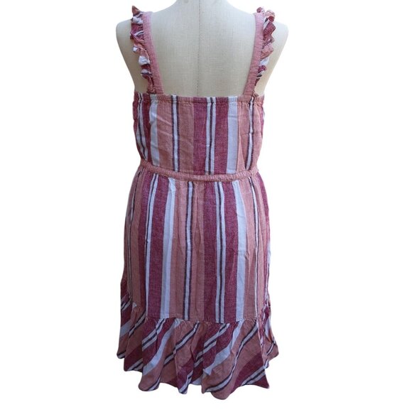 Universal Threads Pink Dress Sundress Womens M Stripes Ruffle Drawstring Cover U - Picture 9 of 9